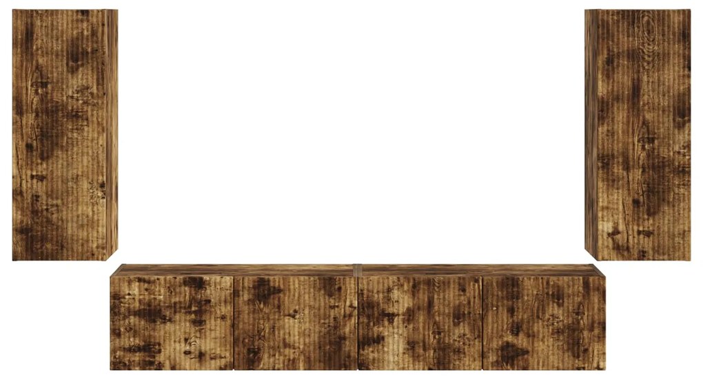 vidaXL Σετ τοίχου για τηλεόραση 4 pcs Καπνιστό Δρύς Επεξεργασμένο ξύλο