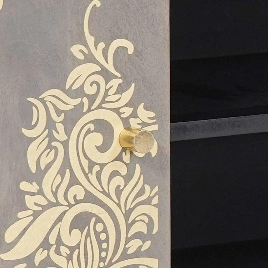 vidaXL Ντουλάπι TV με ράφι Γκρι 105 x 33 x 46 εκ. Στερεό ξύλο μάνγκο