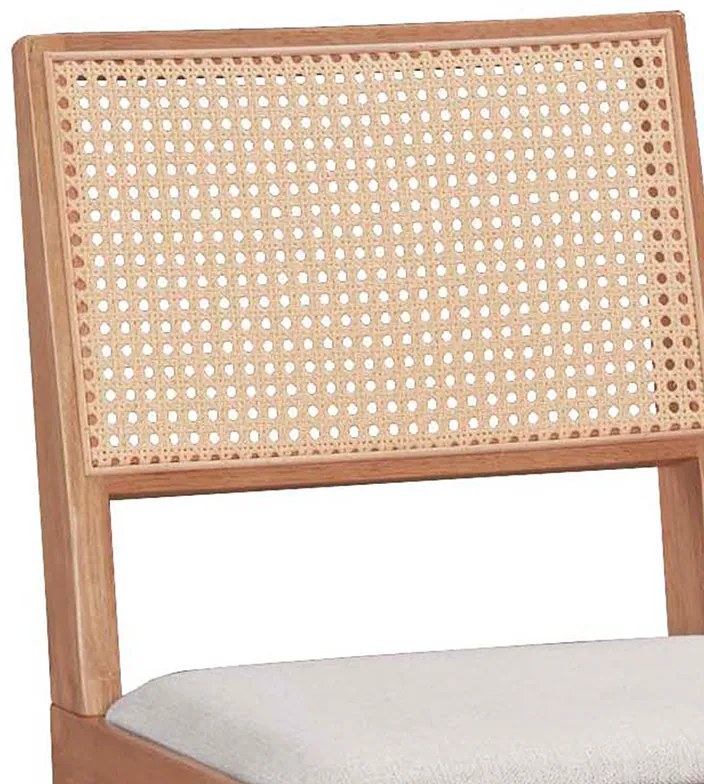 Καρέκλα Winslow pakoworld ξύλο rubberwood ανοικτό καρυδί-pvc rattan φυσικό-ύφασμα γκρι