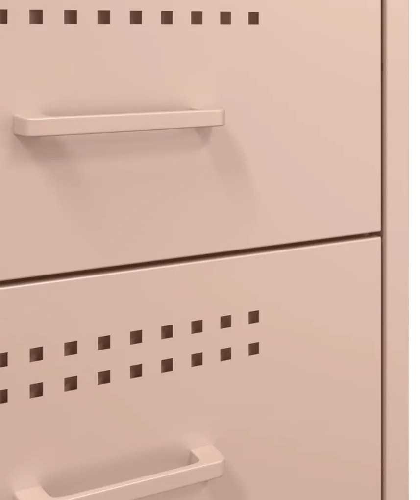 Κομοδίνο Ροζ 36x39x68 εκ. από Χάλυβα 843080