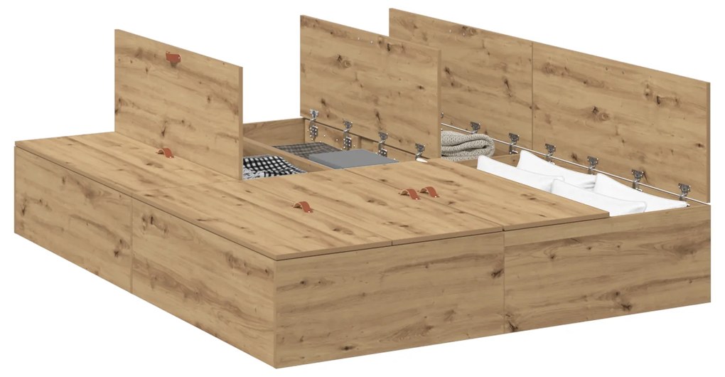 vidaXL Κρεβάτι αποθήκευσης Artisan Oak 150x200 εκ