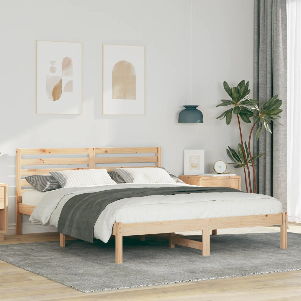 vidaXL Σκελετός Κρεβατιού Καφέ 160 x 200 cm Συμπαγές ξύλο πεύκου