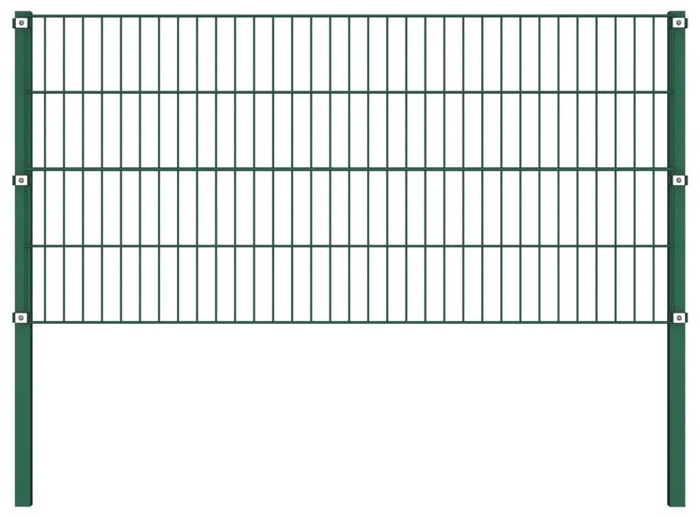 vidaXL Πάνελ Περίφραξης με Στύλους Πράσινο 15,3 μ. Σιδερένιο