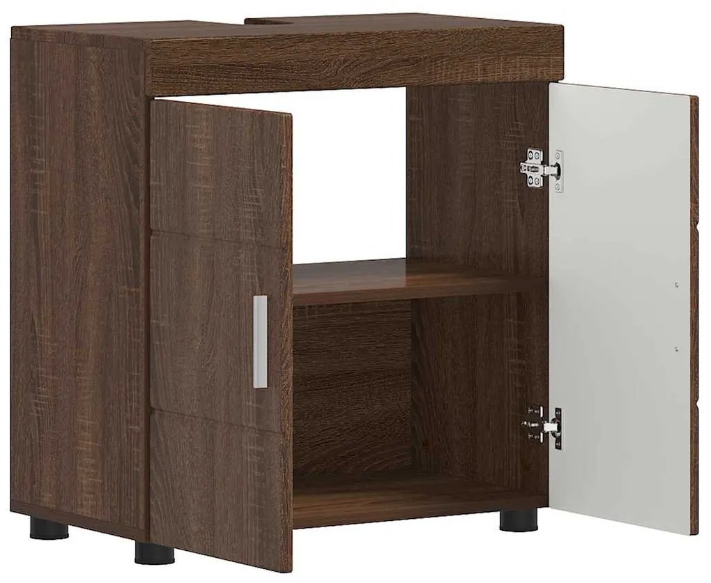 vidaXL Ντουλάπα νιπτήρα μπάνιου TULUM Καφέ δρυς 60 x 34 x 63 εκ