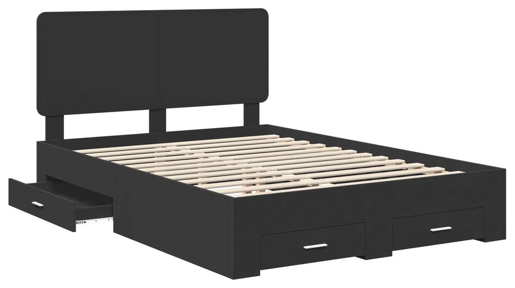 vidaXL Σκελετός Κρεβατιού Μαύρο 150 x 200 cm Επεξεργασμένο ξύλο