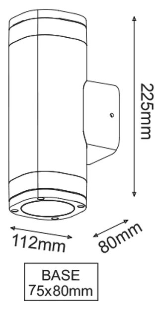 GU10 WALL LUMINAIRE 230V AC DARK GREY IP54 MAX.2X35W - LG2882G - LG2882G