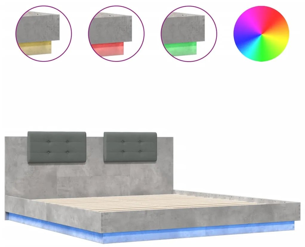 vidaXL Πλαίσιο Κρεβατιού με Κεφαλάρι και LED 160 x 200 εκ.