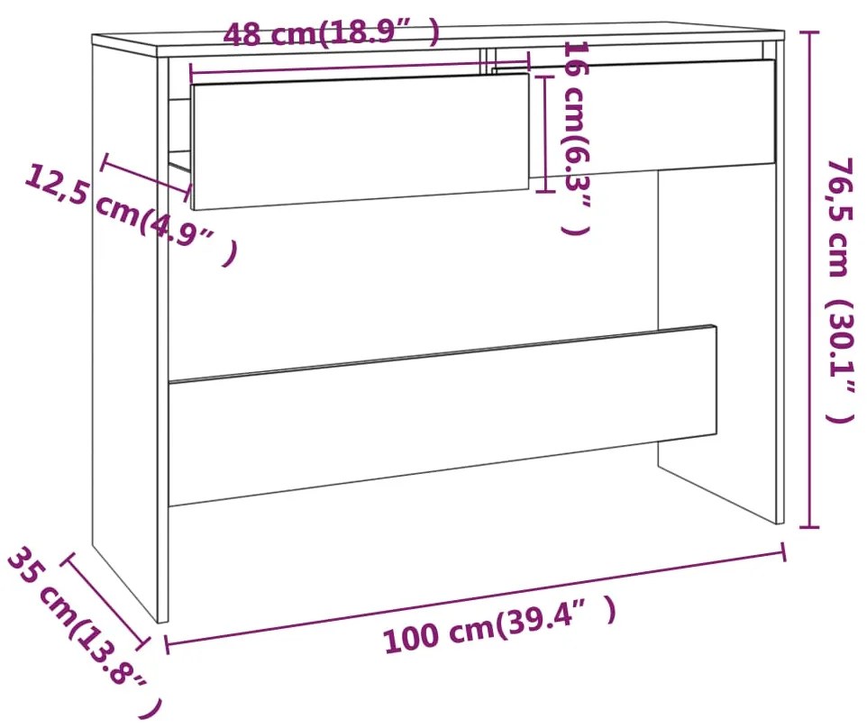 Τραπεζάκι κονσόλα Γκρι Σκυρ. 100x35x76,5 εκ. Επεξεργασμένο Ξύλο - Γκρι