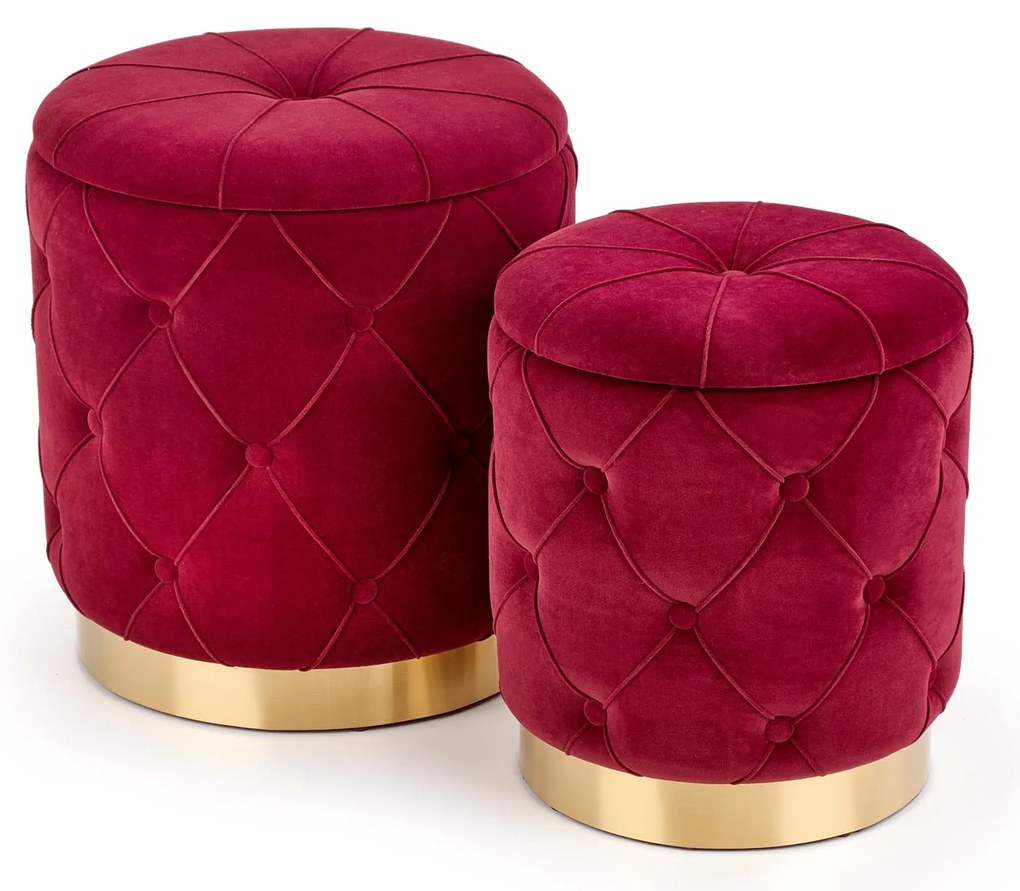 POLLY set of two stools, color: dark red DIOMMI V-CH-POLLY-PUFA-BORDOWY