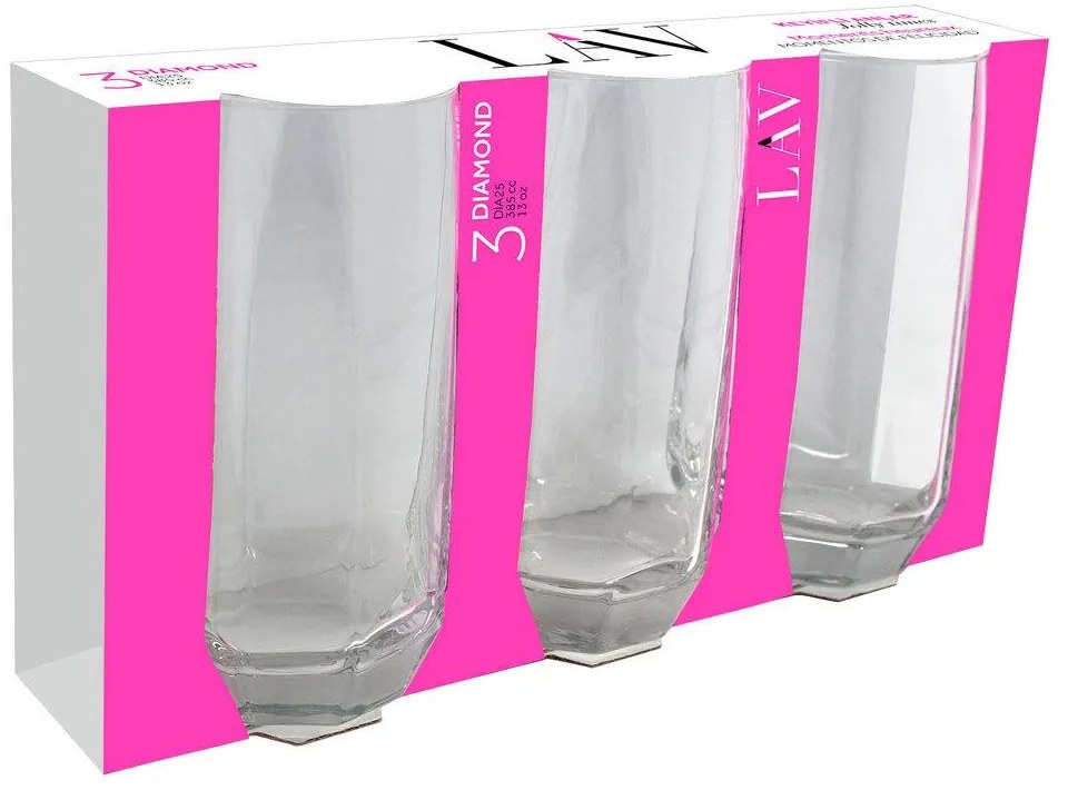 Σετ 3τεμ. Ποτήρια Νερού 385ml Diamond - LAV