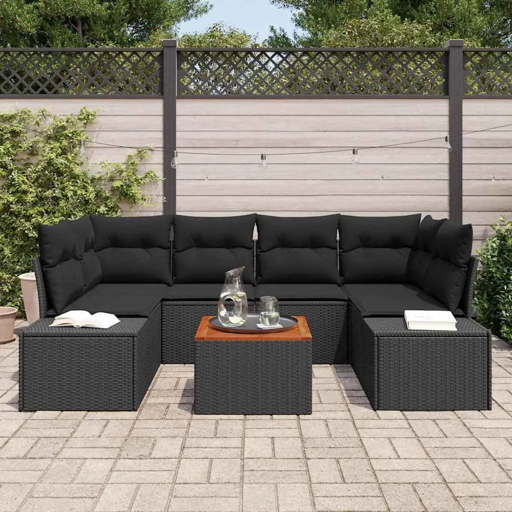 vidaXL Σετ Καναπέ Κήπου 7 pcs Μαύρο