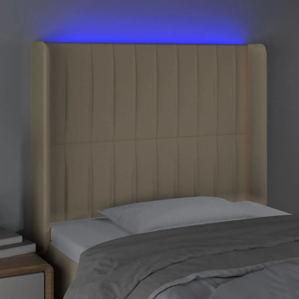 Κεφαλάρι Κρεβατιού LED Κρεμ 103x16x118/128 εκ. Υφασμάτινο 3124281