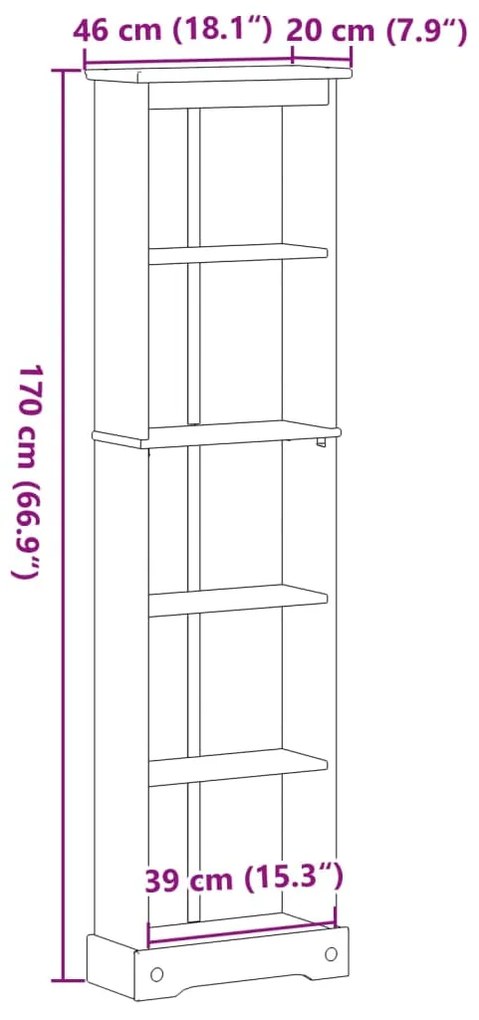 ΒΙΒΛΙΟΘΗΚΗ CORONA 46X20X170 ΕΚ. ΑΠΟ ΜΑΣΙΦ ΞΥΛΟ ΠΕΥΚΟΥ 4002779