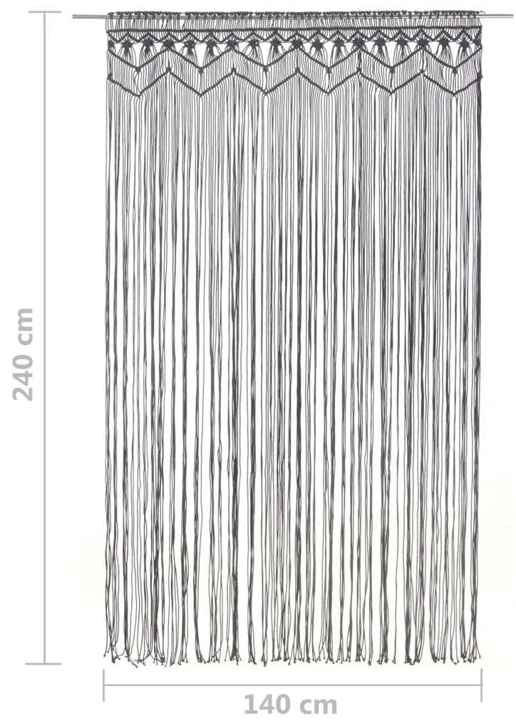 vidaXL Κουρτίνα Μακραμέ Ανθρακί 140 x 240 εκ. Βαμβακερή