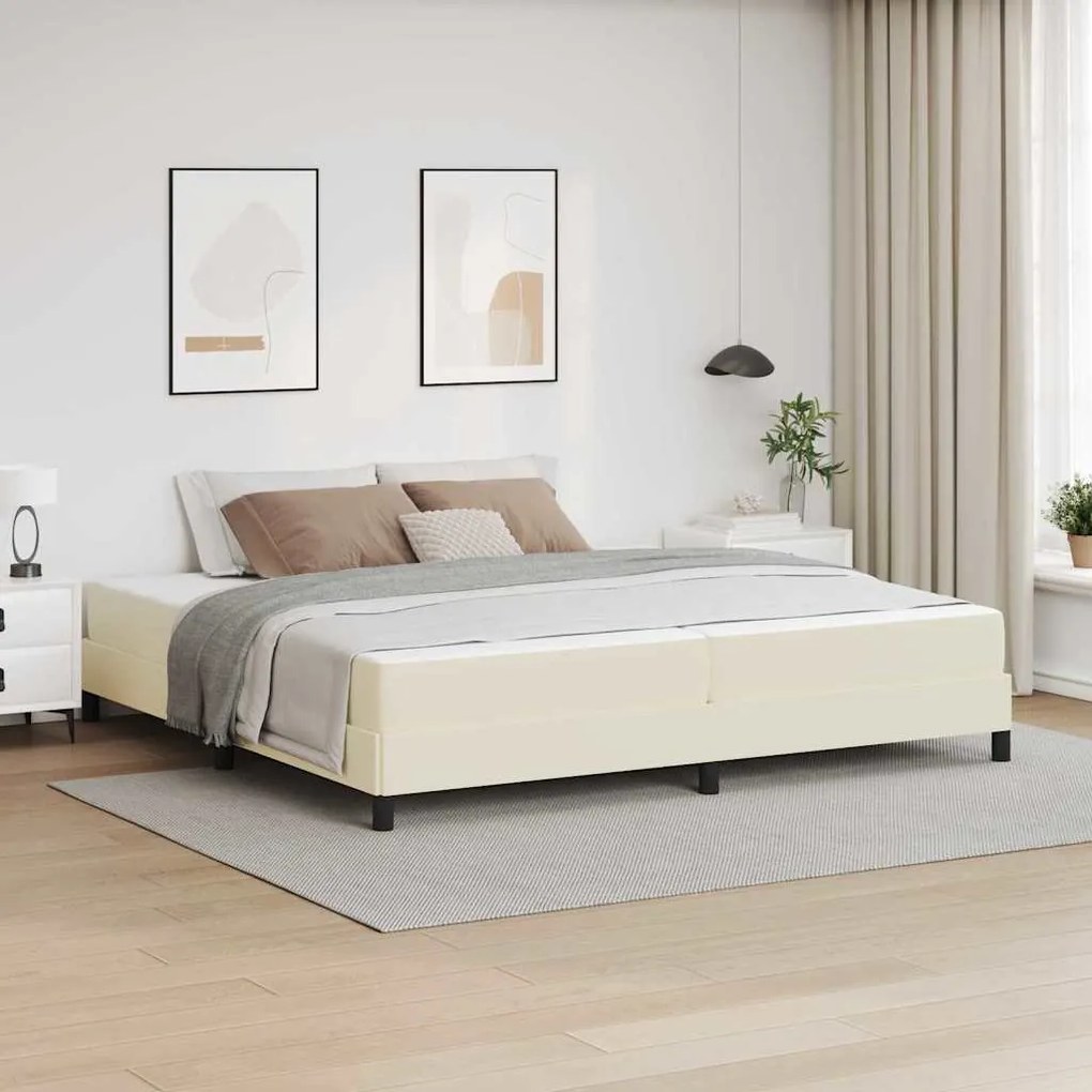 vidaXL Κρεβάτι Άλλο Κρεμ 200 x 200 cm Τεχνητό δέρμα