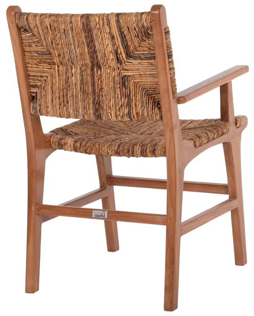 Καρέκλα-Πολυθρόνα Τραπεζαρίας C9400.01 Ξύλο Teak και Ψάθα Καρυδί-Μπέζ 54x58x86,5Yεκ. 54x58x86.5 εκ.