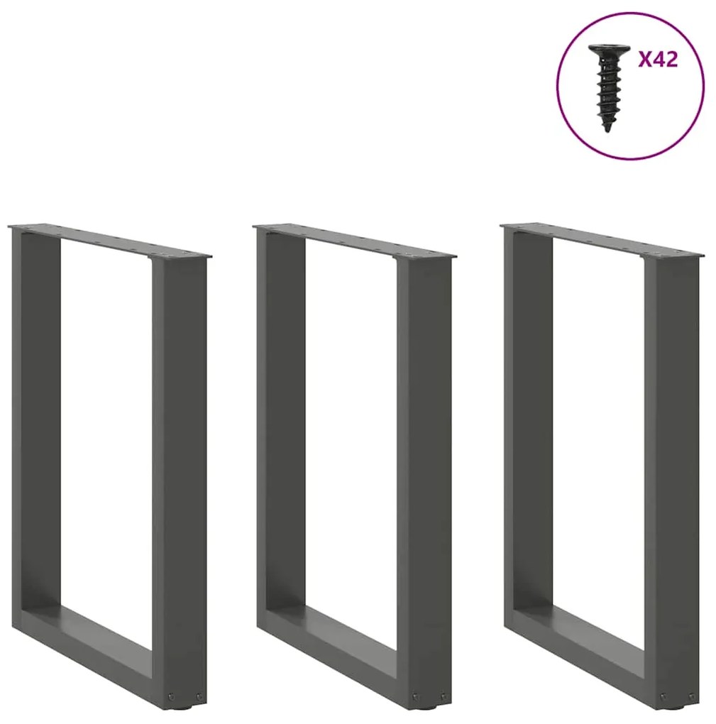 vidaXL Πόδια Τραπεζαρίας σε Σχήμα U 3 τεμ. Ανθρακί 70x(72-73) εκ. Ατσάλι