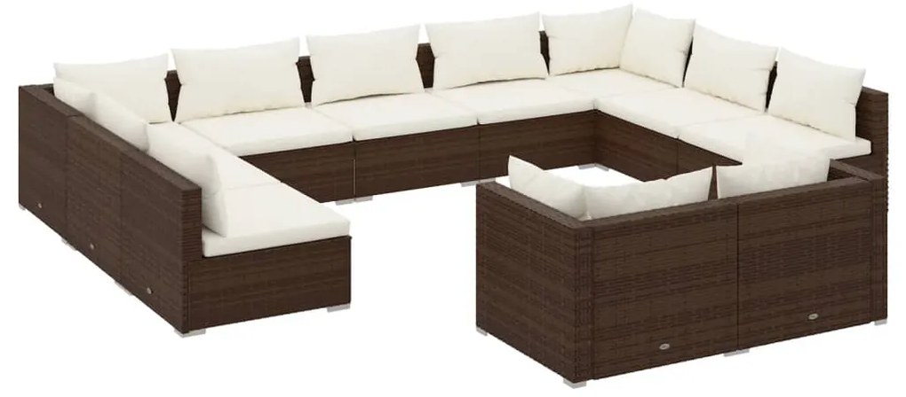 vidaXL Σαλόνι Κήπου 11 Τεμαχίων Καφέ Συνθετικό Ρατάν με Μαξιλάρια