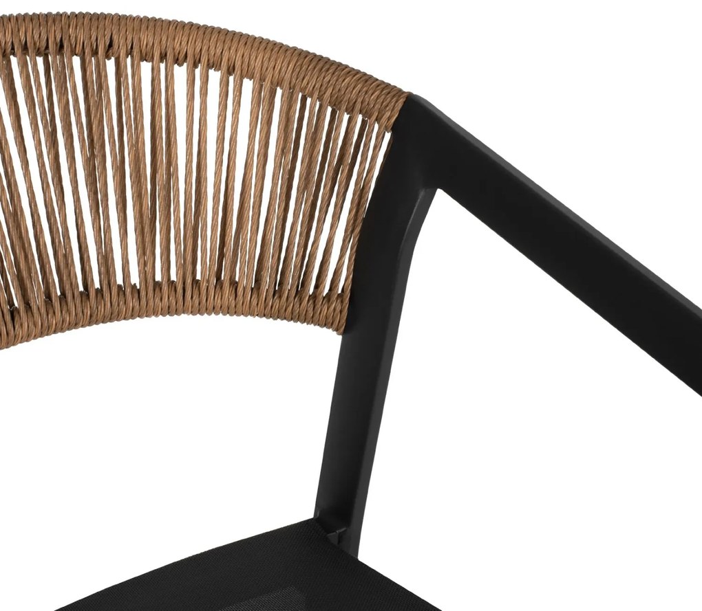 ΣΚΑΜΠΟ ΑΛΟΥΜΙΝΙΟΥ ΜΕ ΜΠΡΑΤΣΑ ΑΝΘΡΑΚΙ PE RATTAN TEXTLINE 56x58x105Y εκ. 56x58x105 εκ.