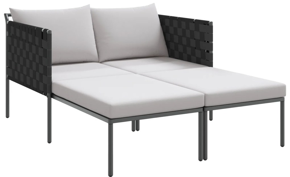 vidaXL Ξαπλώστρα με Μαξιλάρια 2 Ατόμων Ανθρακί 115x153x69,5 εκ Μεταλλικό