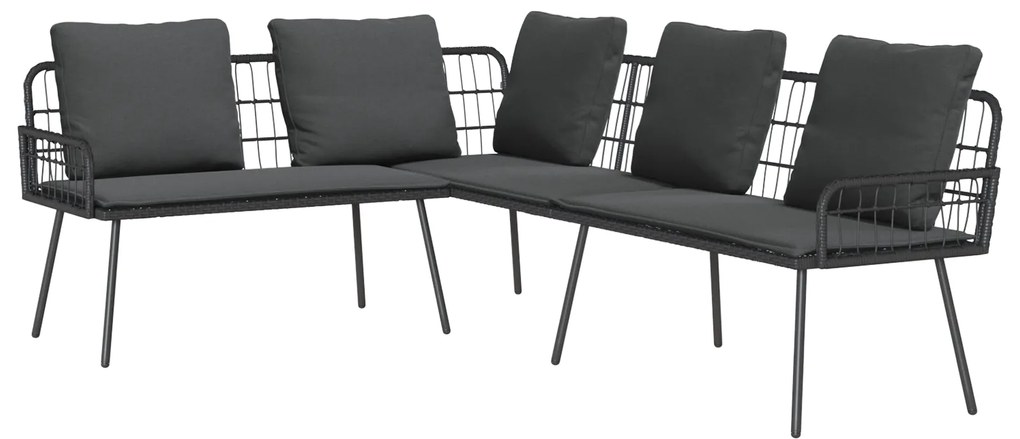 vidaXL Γωνιακός Καναπές Μαύρος 231x173x78 εκ. Πολυ Ρατάν