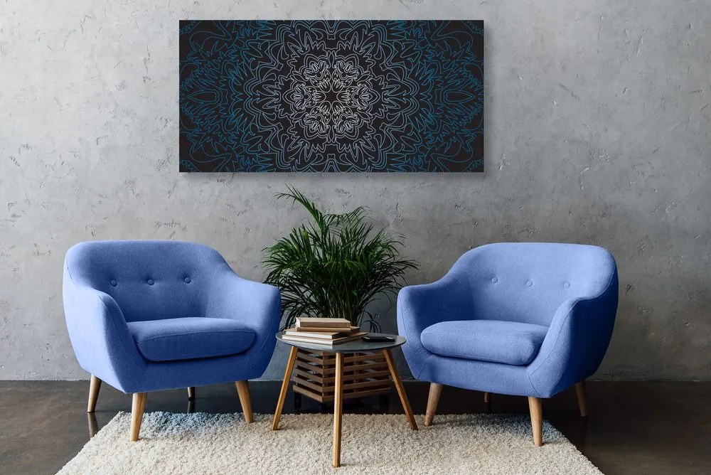 Εικόνα διακοσμητικό Mandala σε μαύρο φόντο - 120x60