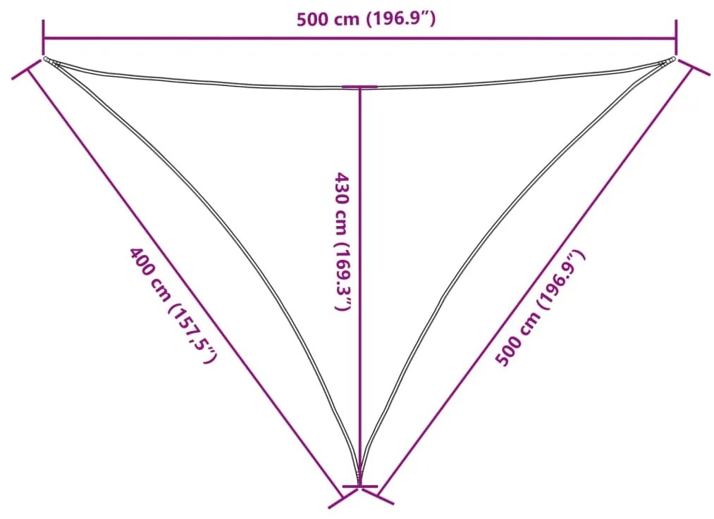 Πανί Σκίασης Τρίγωνο Καφέ 4 x 5 x 5 μ. από Ύφασμα Oxford - Καφέ