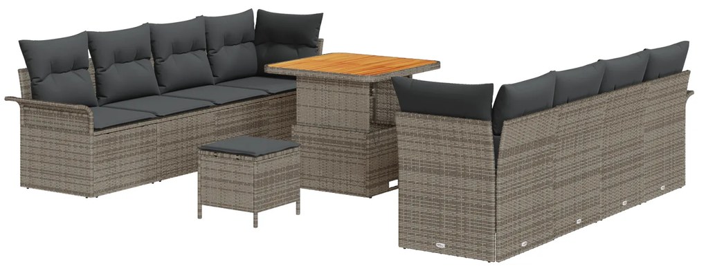 vidaXL Σετ Καναπέ Κήπου με μαξιλάρι 11 pcs Γκρι 80 x 80 x 71 cm