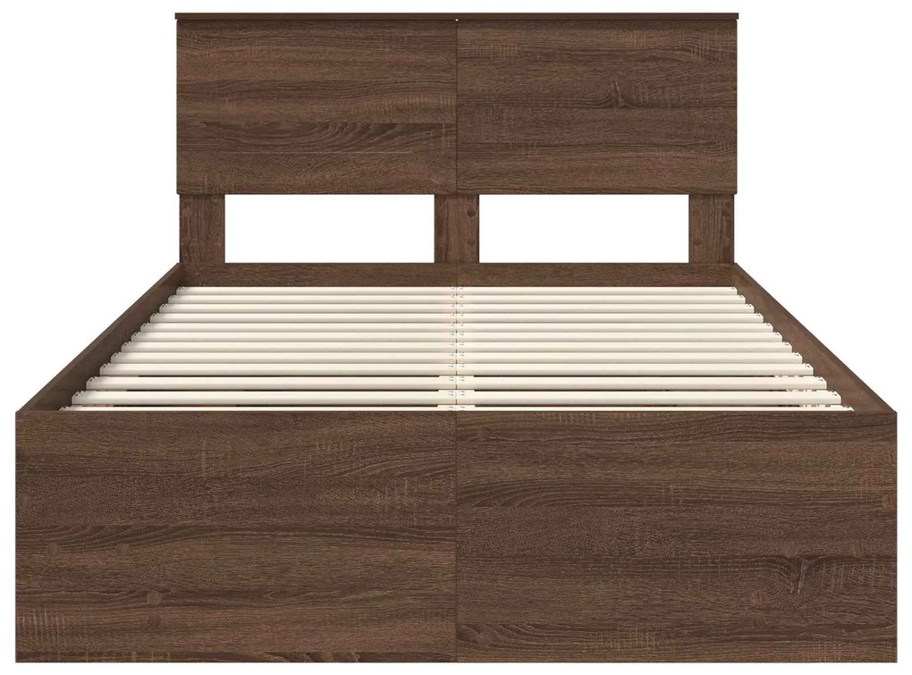 vidaXL Σκελετός Κρεβατιού Καφέ δρυς 120 x 123 εκ. Επεξεργασμένο ξύλο