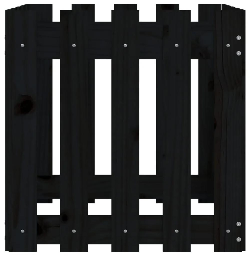 vidaXL Ζαρντινιέρα με Σχέδιο Φράχτη Μαύρη 50 x 50 x 50 εκ. Μασίφ Πεύκο