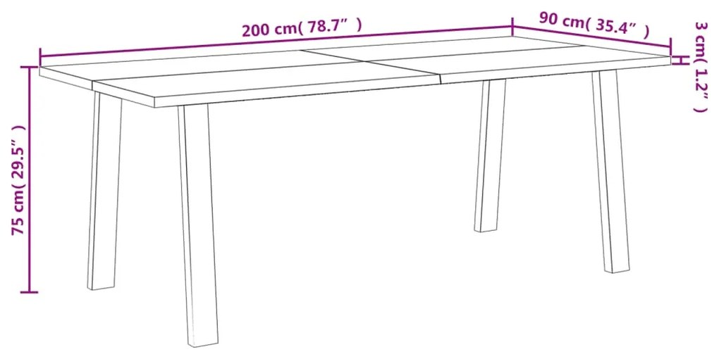 ΤΡΑΠΕΖΑΡΙΑ 200 X 90 X 75 ΕΚ. ΑΠΟ ΜΑΣΙΦ ΞΥΛΟ ΑΚΑΚΙΑΣ 353299