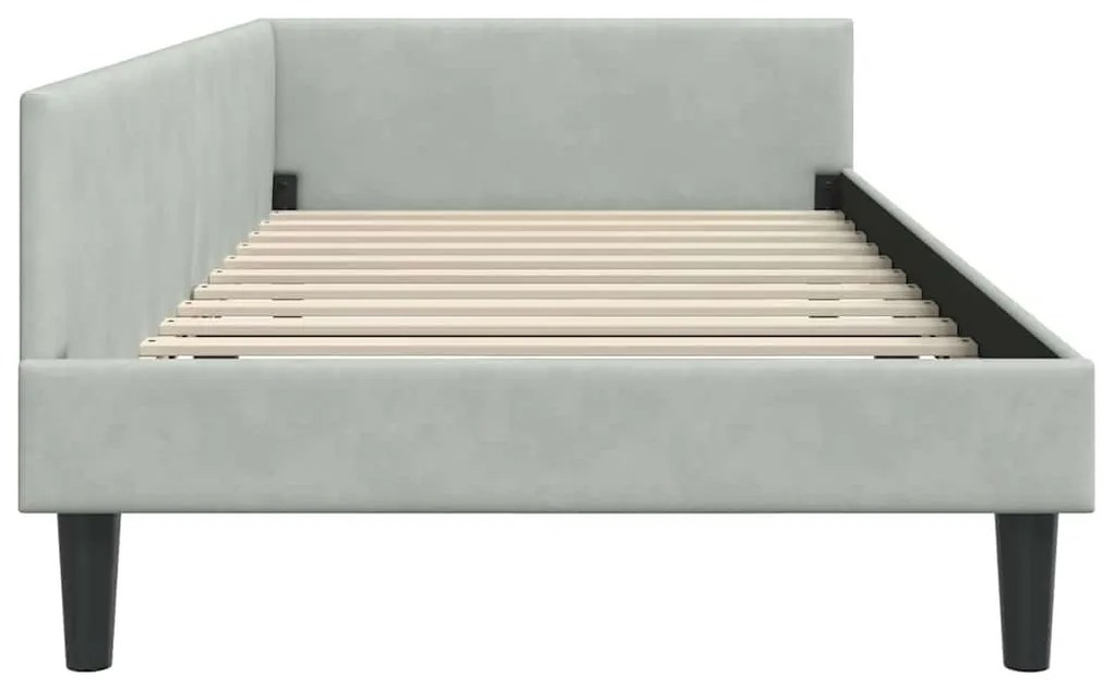 vidaXL Πλαϊνό Κρεβάτι με κεφαλάρι Ανοιχτό γκρι 90 x 190 cm