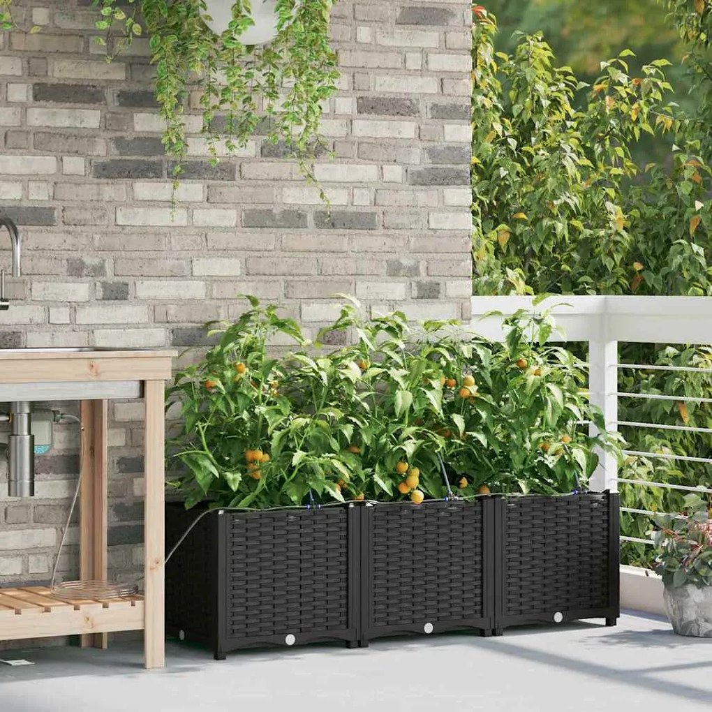 vidaXL Ζαρντινιέρες κήπου Μαύρο 120 x 40 x 37.5 cm Ατσάλι