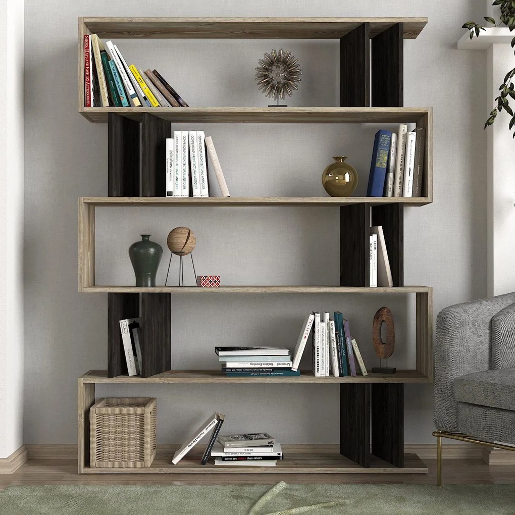 14410078 Βιβλιοθήκη ArteLibre Antipaxi Sonoma/Wenge Μοριοσανίδα/Μελαμίνη 122x26x159cm