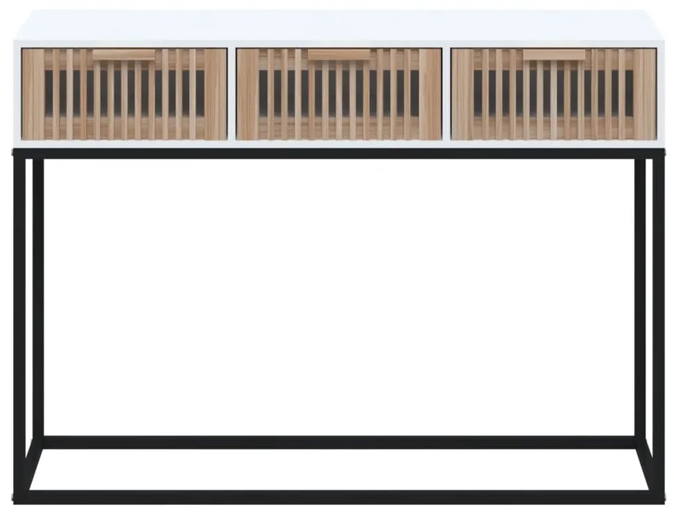 vidaXL Τραπέζι Κονσόλα Λευκό 105x30x75 εκ. Επεξεργασμένο Ξύλο / Σίδερο