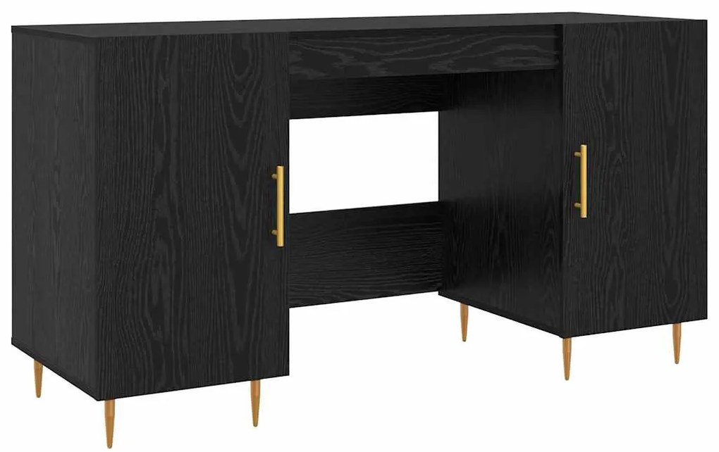 vidaXL Γραφείο με ράφι Μαύρη δρυς 140 x 50 x 75 εκ. Επεξεργασμένο ξύλο