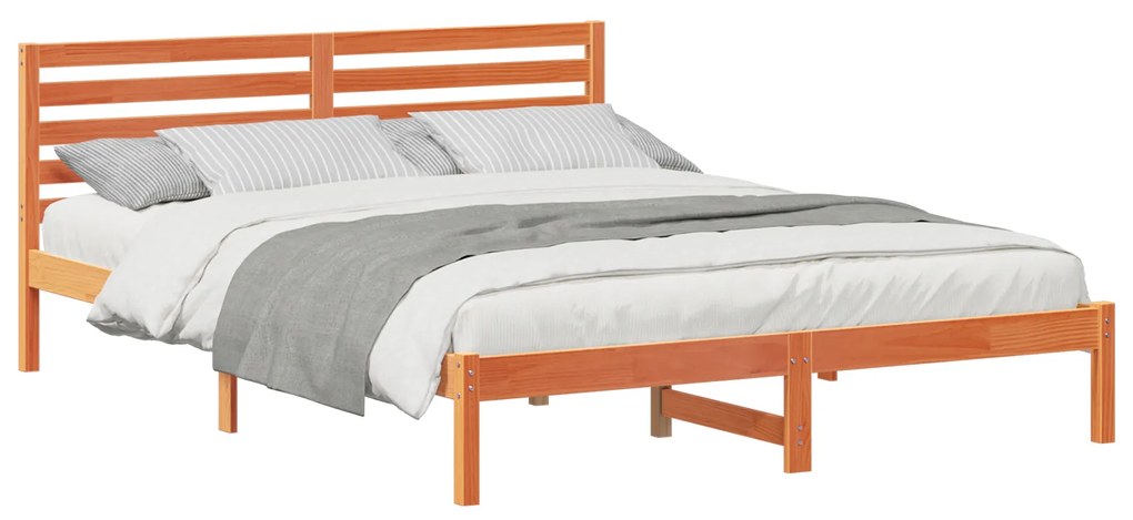 vidaXL Σκελετός Κρεβατιού Καφέ κεριού 160 x 210 cm Μασίφ ξύλο πεύκου