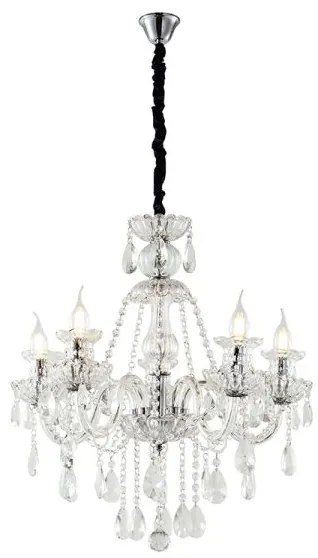 Artekko Chandelier Πολυέλαιος 8φωτος Διάφανο Κρύσταλλο (80x80x70)cm