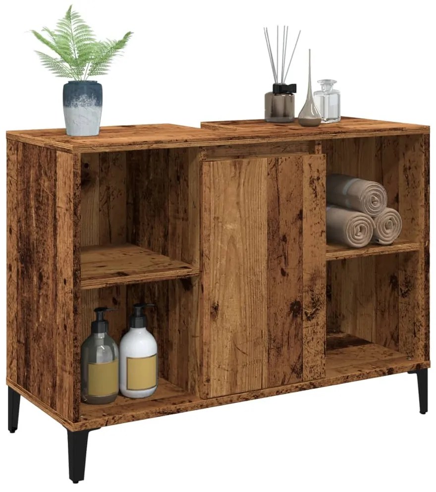 vidaXL Ντουλάπι νιπτήρα Παλιό ξύλο 80x33x60 cm Κατασκευασμένο ξύλο
