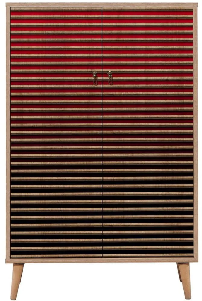 Παπουτσοθήκη - Ντουλάπι Multibox 869VEL3973 80x36x127cm Oak-Red Μοριοσανίδα,Ξύλο