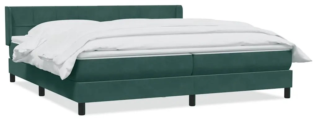 vidaXL Κρεβάτι Boxspring με Στρώμα Σκούρο Πράσινο 180x210εκ. Βελούδινο