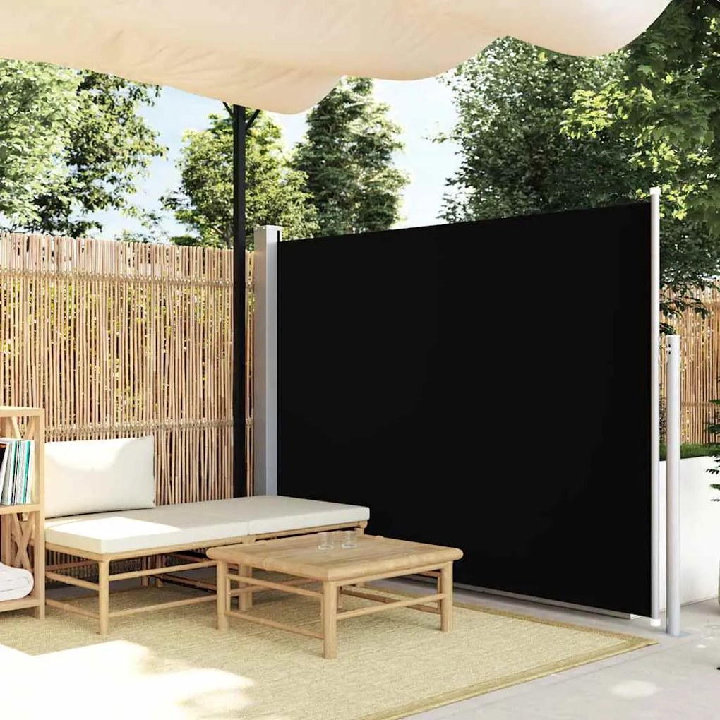 vidaXL Διαχωριστικό Βεράντας Συρόμενο Μαύρο 160 x 500 εκ.