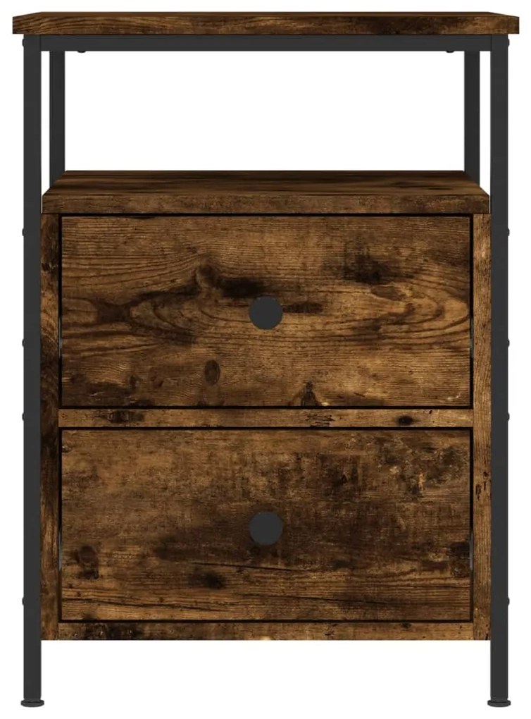 vidaXL Κομοδίνα 2 τεμ. Καπνιστή Δρυς 44x45x60 εκ. Επεξεργασμένο Ξύλο