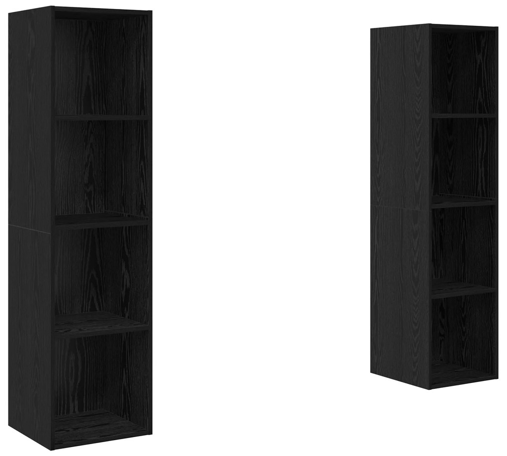 vidaXL Σετ επίπλου τηλεόρασης Επιτοίχιο 2 pcs Μαύρο 37 x 37 x 142.5 εκ