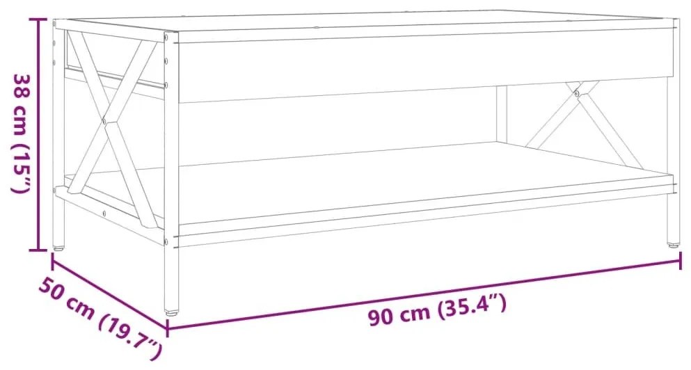 Τραπεζάκι Σαλονιού Άπειρο Φως LED Sonoma Δρυς 90x50x38 εκ. - Καφέ