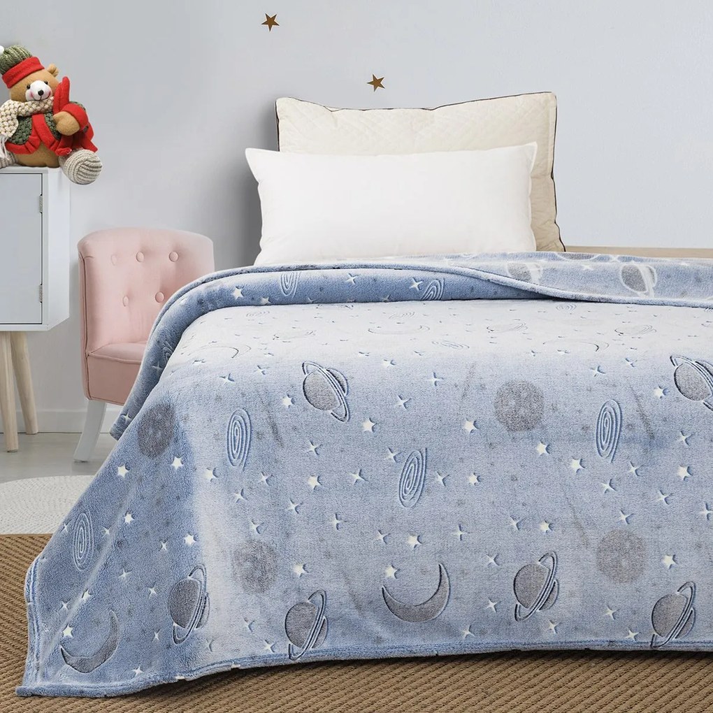 Κουβέρτα μονή φωσφορίζουσα Art 6250 160x220 Γαλάζιο Beauty Home