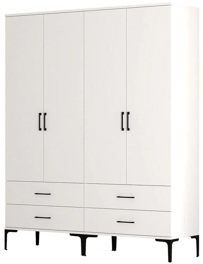 Ντουλάπα Τετράφυλλη Kumsal 845HCT5488 160x47,5x201,4cm White Four Door