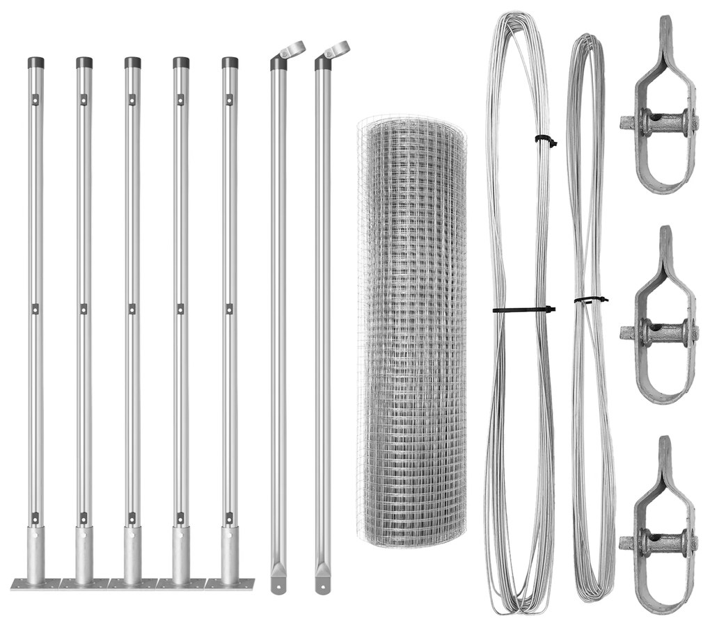 vidaXL Περίφραξη Welded Wire με 7 Πόδια Φλάντζας 0.4x10 μ Γαλβανισμένος Χάλυβας