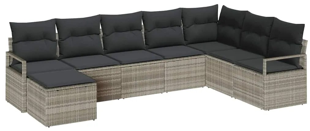 vidaXL Σετ Καναπέ Κήπου 8 pcs Ανοιχτό γκρι Πολυ ράταν