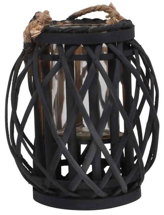 Φανάρι Amare 722-123-025 19x34cm Black Glass,Bamboo